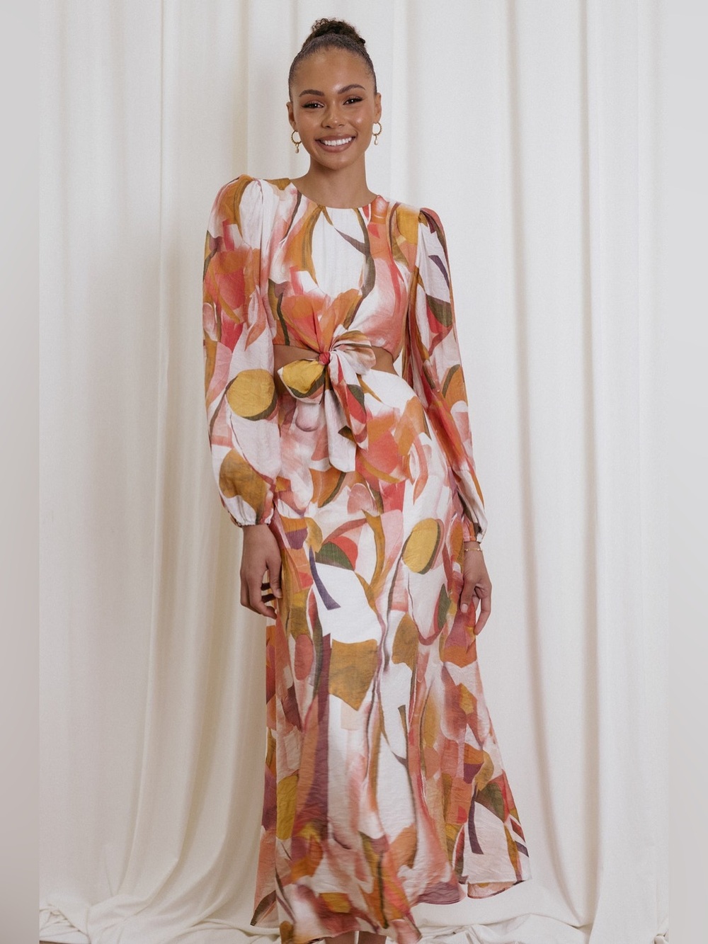 Petal & Pup Laquin Long Sleeve Cutout Maxi Dress XS NWOT